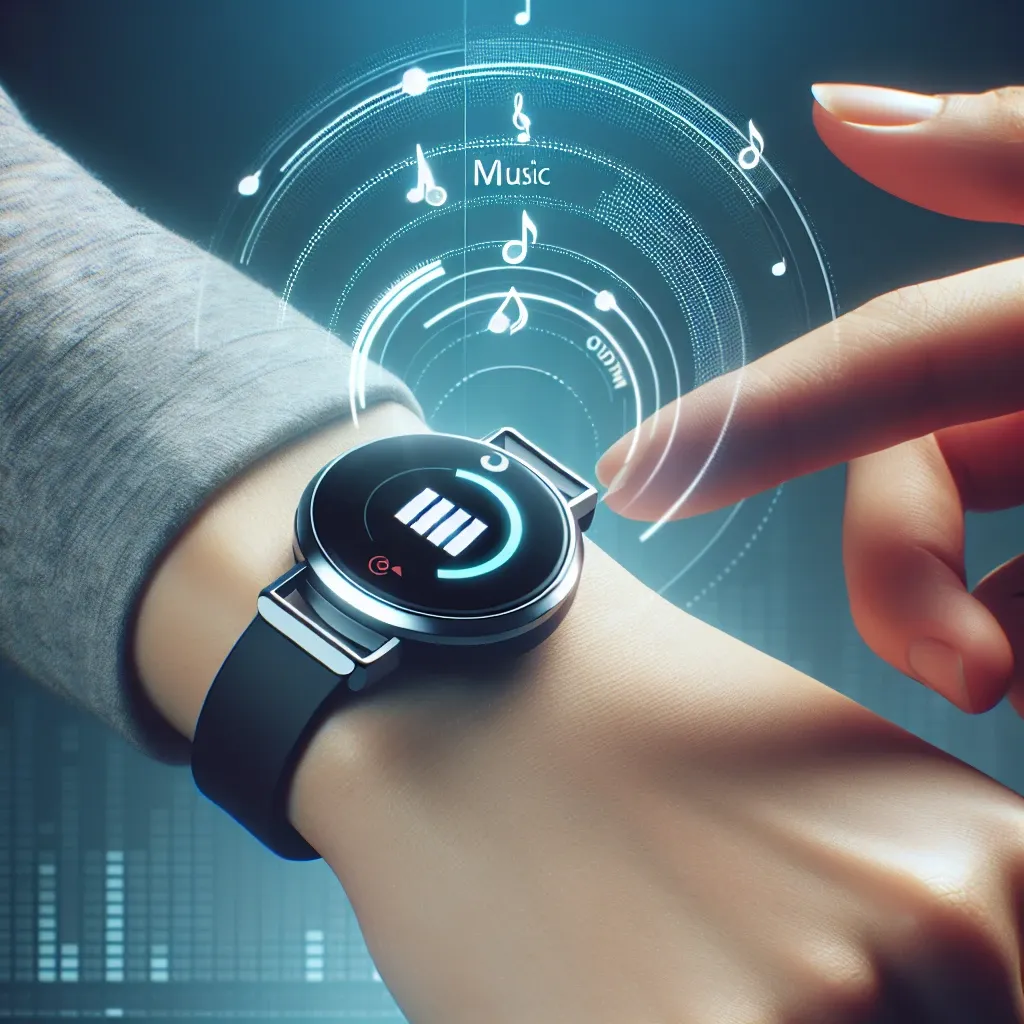 "Xiaomi Smart Band features music control with hand gestures, showcasing the sleek design and innovative technology for music playback convenience."